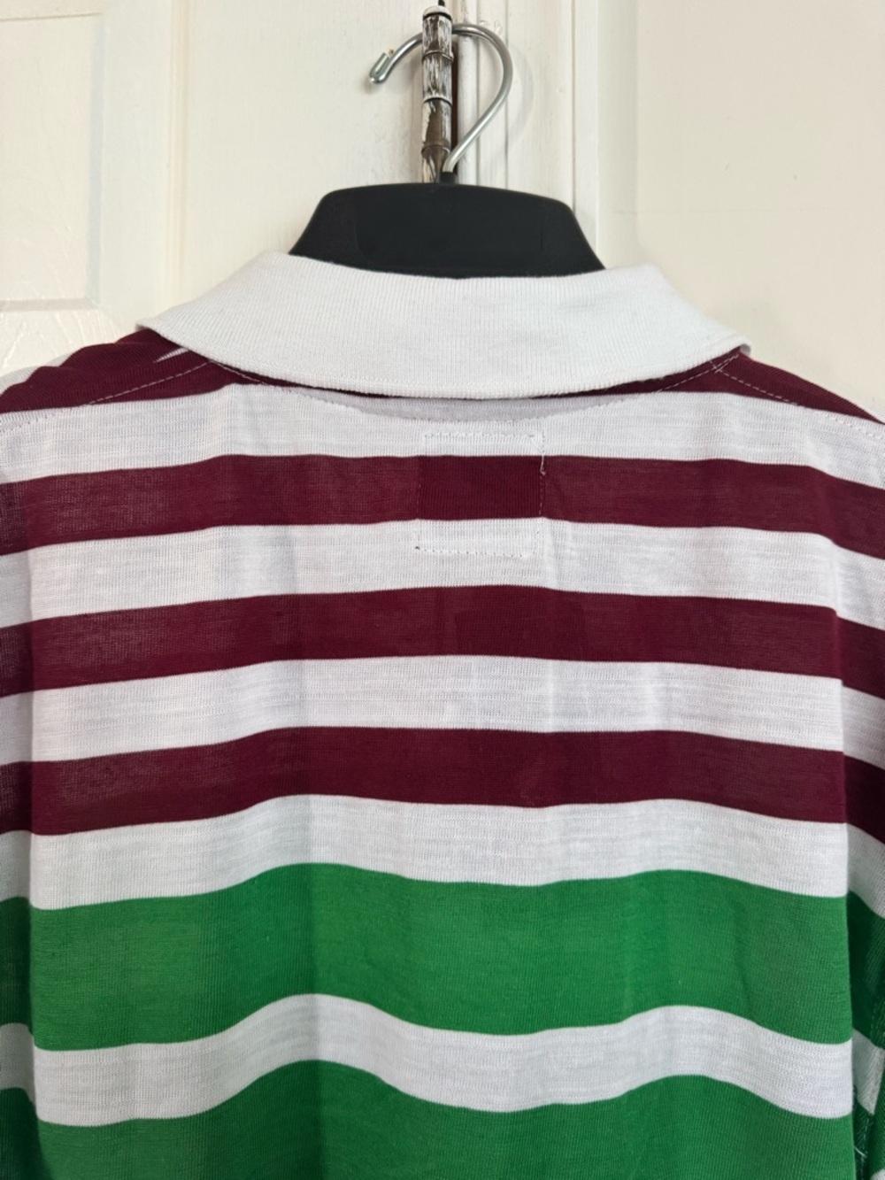 Pacific Polo Club Men’s XL Polo Shirt Striped Green Maroon White Cotton Blend - Picture 7 of 10